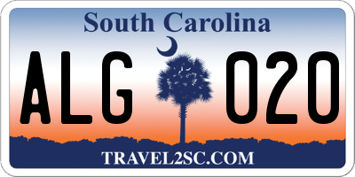 SC license plate ALG020