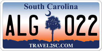 SC license plate ALG022