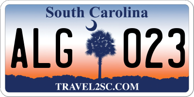 SC license plate ALG023