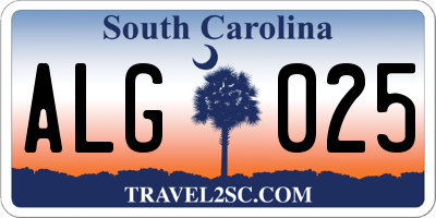 SC license plate ALG025