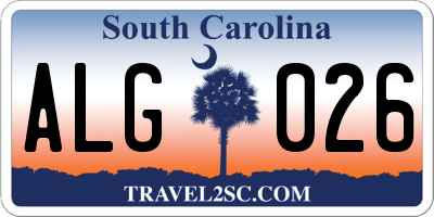 SC license plate ALG026
