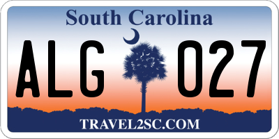 SC license plate ALG027