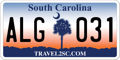 SC license plate ALG031