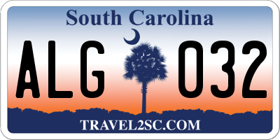 SC license plate ALG032