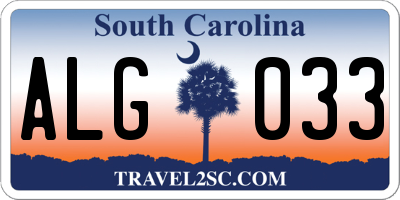 SC license plate ALG033