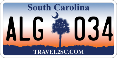 SC license plate ALG034
