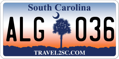 SC license plate ALG036