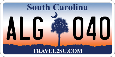 SC license plate ALG040