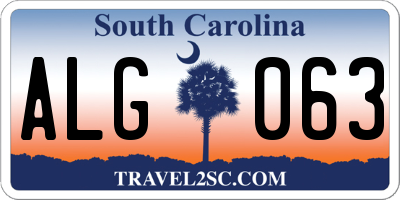 SC license plate ALG063