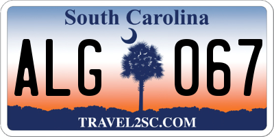 SC license plate ALG067