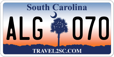 SC license plate ALG070