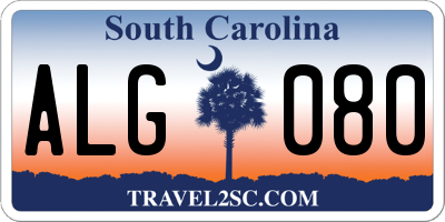 SC license plate ALG080