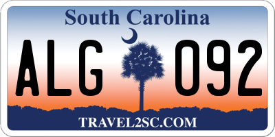 SC license plate ALG092