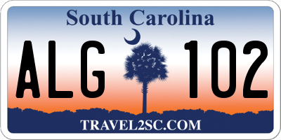 SC license plate ALG102