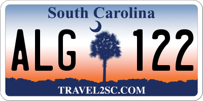 SC license plate ALG122