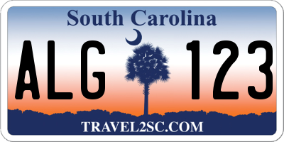 SC license plate ALG123