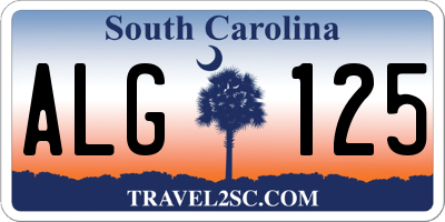 SC license plate ALG125