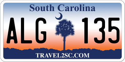 SC license plate ALG135