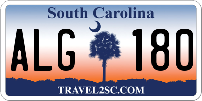 SC license plate ALG180