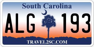 SC license plate ALG193