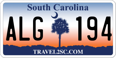 SC license plate ALG194