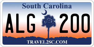 SC license plate ALG200