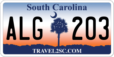 SC license plate ALG203