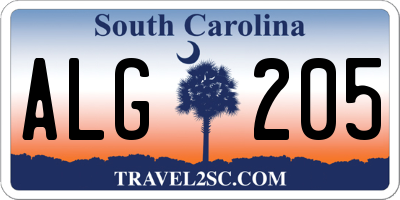 SC license plate ALG205