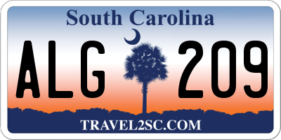 SC license plate ALG209