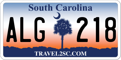 SC license plate ALG218