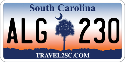 SC license plate ALG230