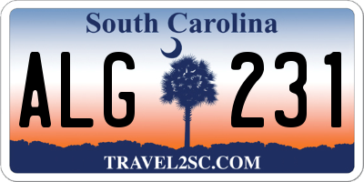 SC license plate ALG231