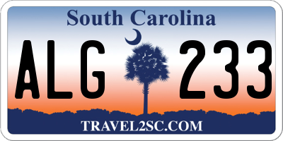 SC license plate ALG233