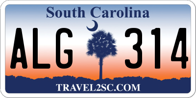 SC license plate ALG314