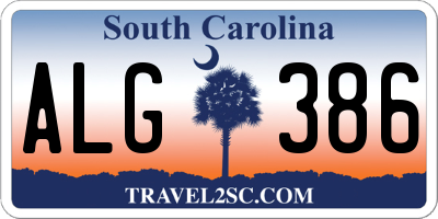 SC license plate ALG386