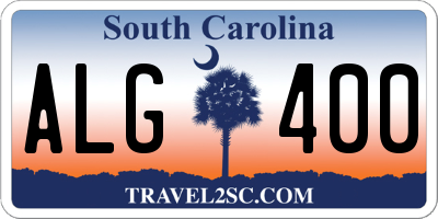 SC license plate ALG400