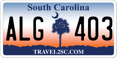 SC license plate ALG403