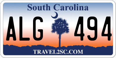 SC license plate ALG494