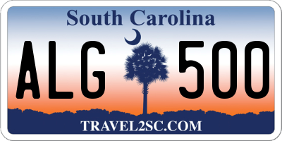 SC license plate ALG500
