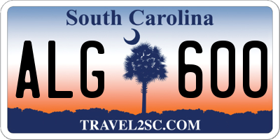 SC license plate ALG600
