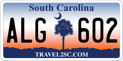 SC license plate ALG602