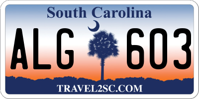 SC license plate ALG603