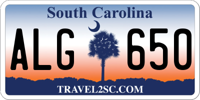 SC license plate ALG650