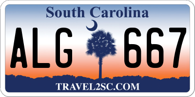 SC license plate ALG667