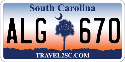 SC license plate ALG670