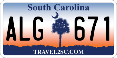 SC license plate ALG671