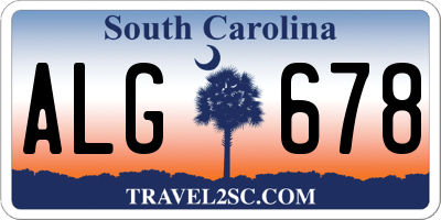 SC license plate ALG678