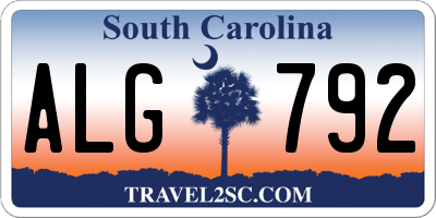 SC license plate ALG792