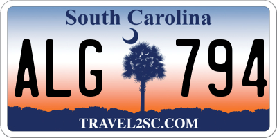 SC license plate ALG794