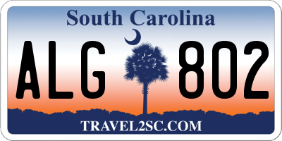 SC license plate ALG802